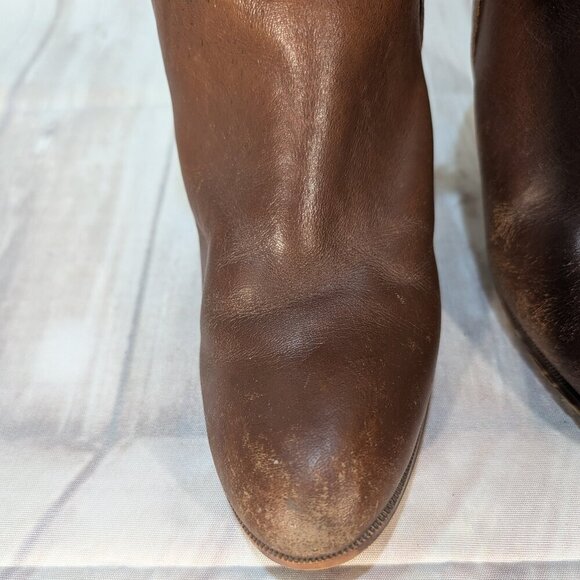Alaskan Brown Leather Heeled Mid-Calf Boots Women's 7.5 Made in Canada - Picture 3 of 9